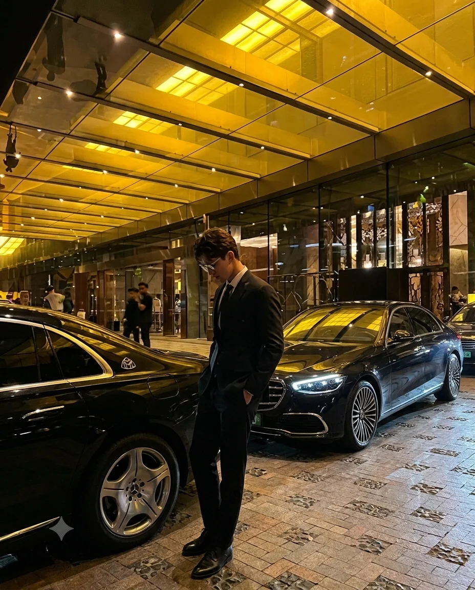 Gab, founder of GabFX, beside luxury cars